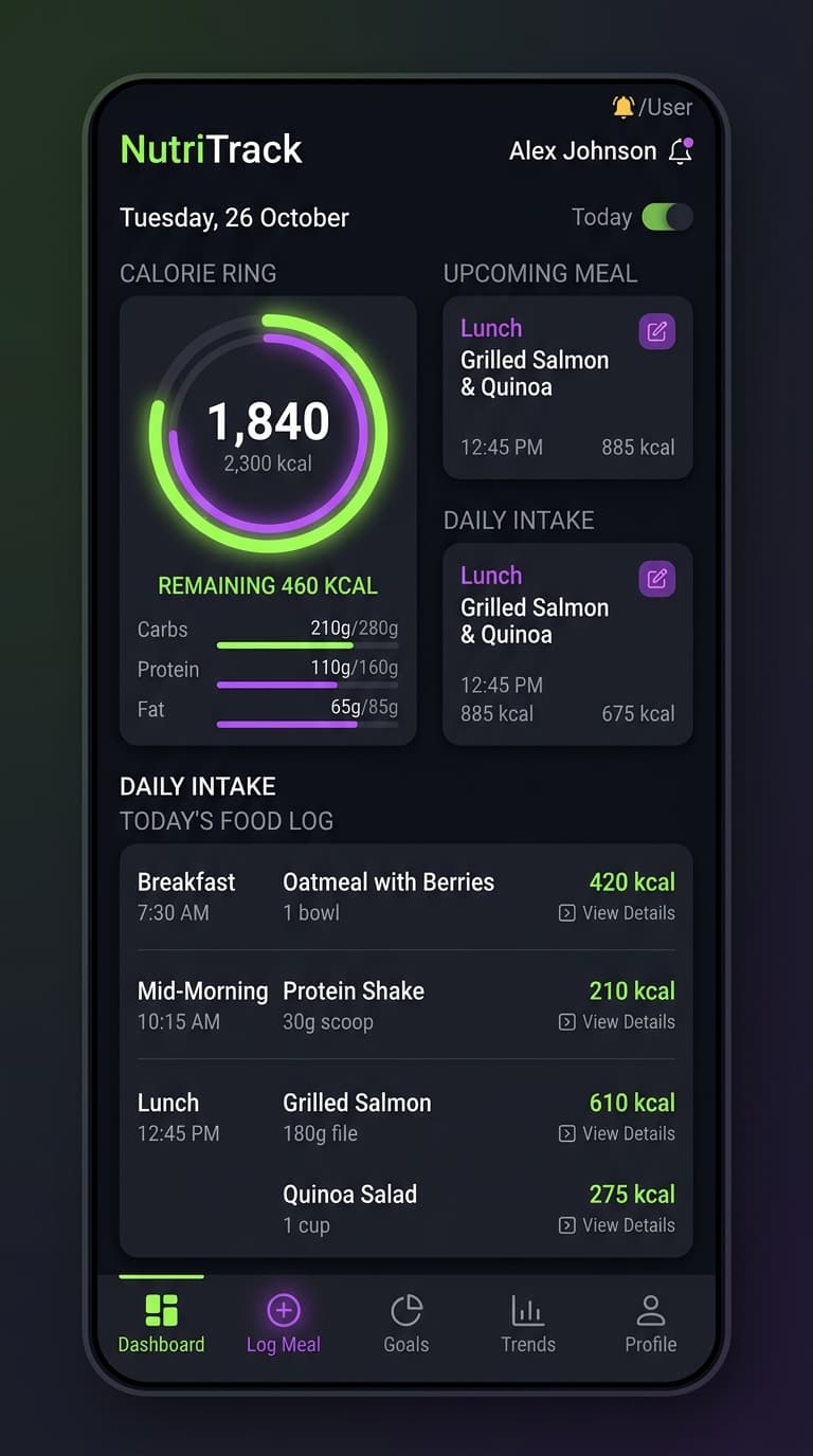 Eat Right App UI Dashboard